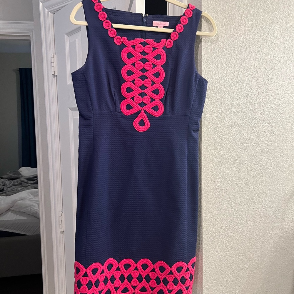 Lilly Pulitzer Navy Dress with Pink Accents